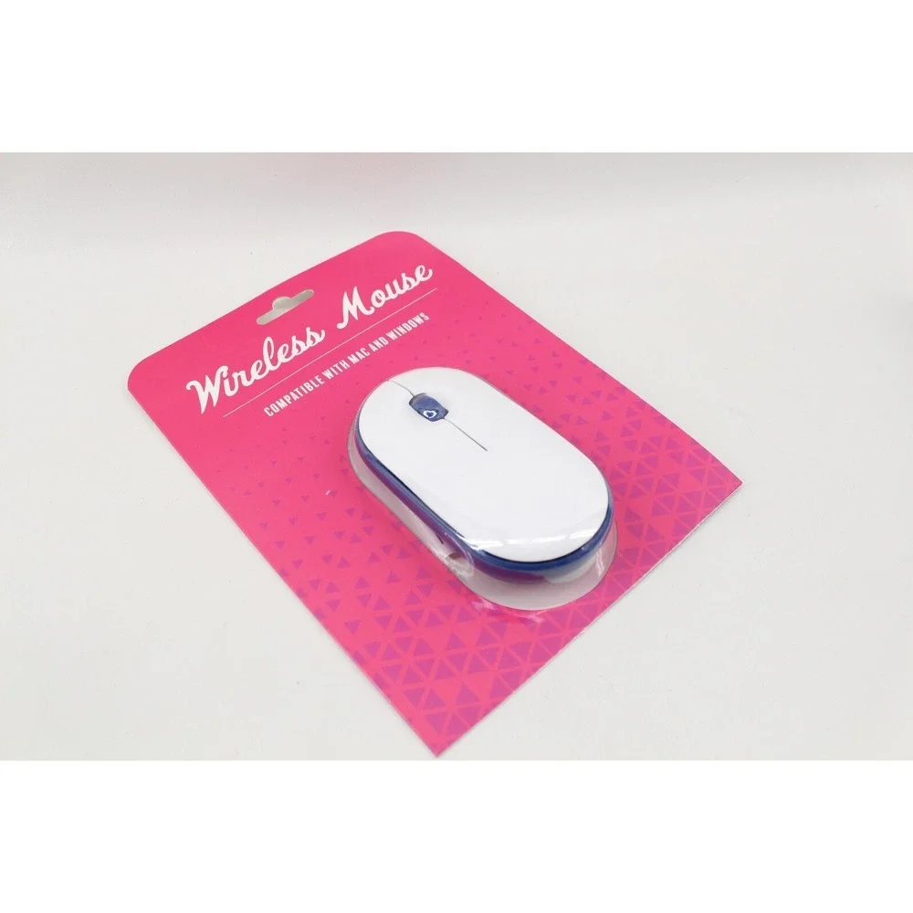 New Orbit Innovations Wireless Mouse w/ Scroll Wheel Compatible Mac/PC Blue/Wht - Picture 3 of 3